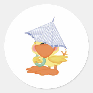 Baby Shower Invitation-Blue Duck/Quackup Classic Round Sticker
