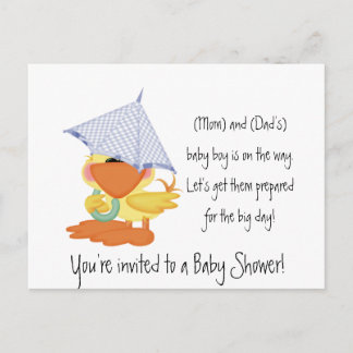 Baby Shower Invitation-Blue Duck/Quackup Invitation Postcard