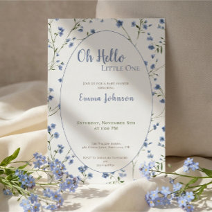 Baby Shower Invitation Blue Floral Gender Neutral