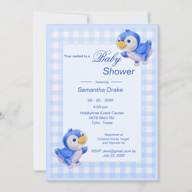 Baby Shower Invitation Bluebirds (Front)