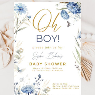 Baby Shower Invitation Boy Blue Design Template Ba