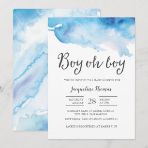 Baby Shower Invitation Boy oh boy watercolour
