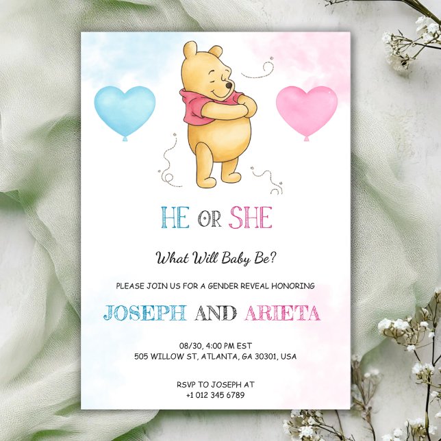 Baby shower Invitation card featuring a bear  (Creator Uploaded)