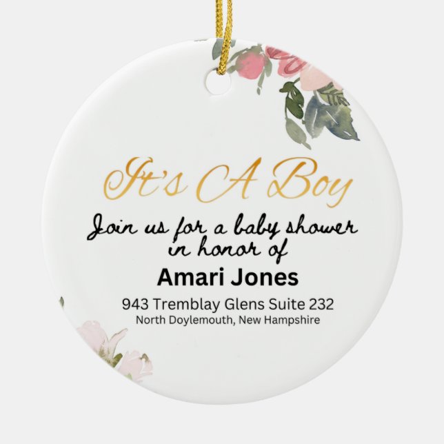 Baby Shower Invitation Ceramic Tree Decoration (Front)