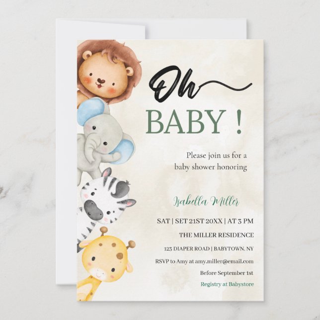 Baby Shower Invitation  –Customizable (Front)