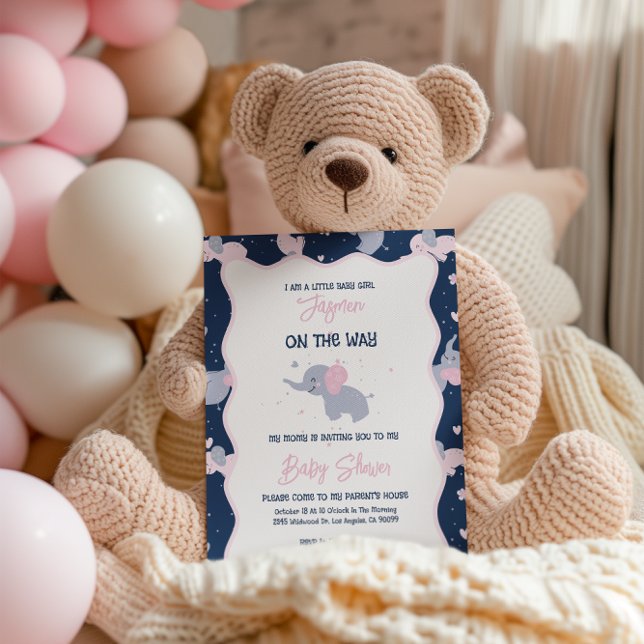 Baby Shower Invitation Cute Baby Elephant Pattern (Creator Uploaded)