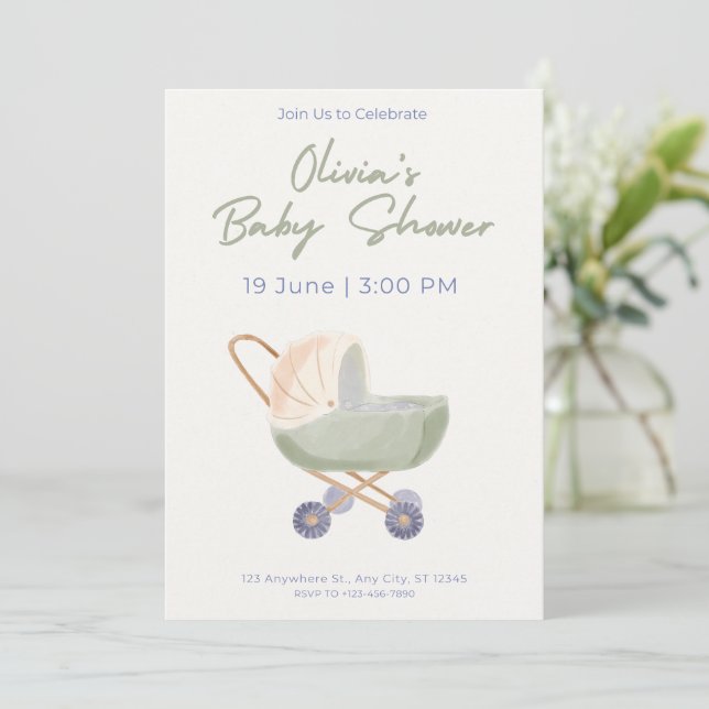 Baby Shower Invitation Cute Bear Theme (Standing Front)
