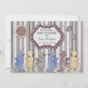 BABY SHOWER INVITATION - DUCKS SWIMMING - UNIQUE
