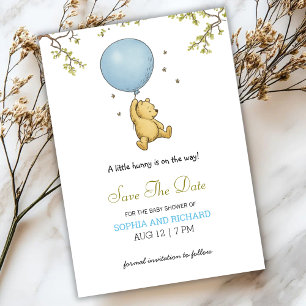 Baby shower invitation featuring a cute bear