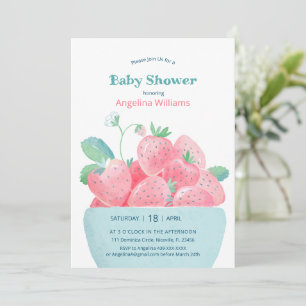 Baby shower invitation featuring cute strawberries