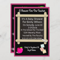 Baby Shower Invitation For A Teacher w/Apples
