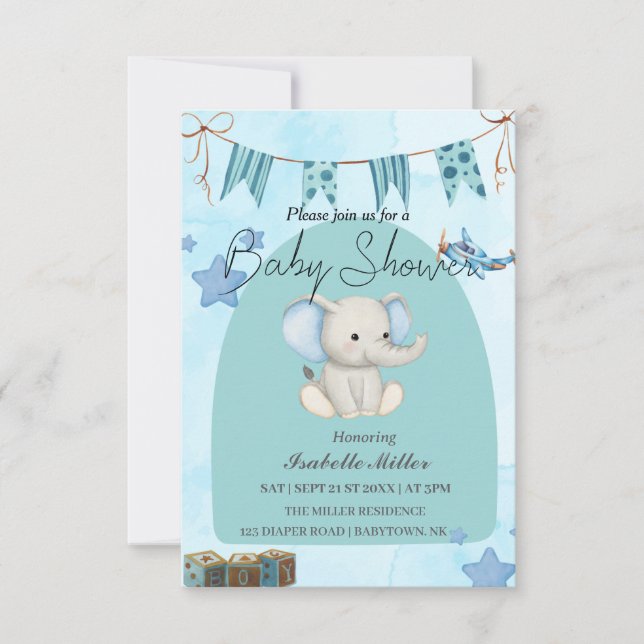 Baby Shower Invitation for Boy –Customizable (Front)