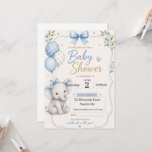 Baby Shower Invitation for boys elephant themed