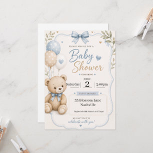 Baby Shower Invitation for boys teddy bear themed