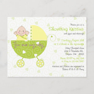 Baby Shower Invitation for Gender Unknown Carriage Postcard