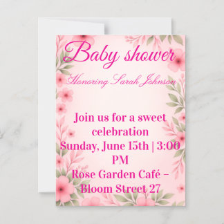 Baby shower invitation for girl