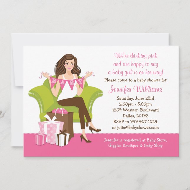 Baby Shower Invitation for Girl (Front)