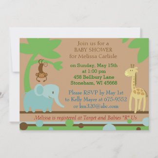 Baby Shower Invitation for Jungle or Zoo theme