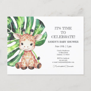 Baby Shower Invitation Giraffe safari Postcard