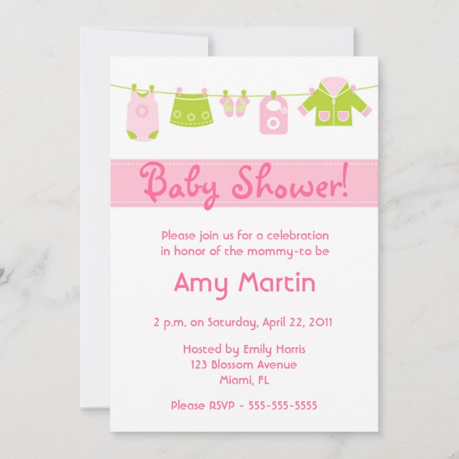 Baby shower invitation - girl (Front)