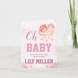 Baby shower invitation girl - Sleepy girl on cloud
