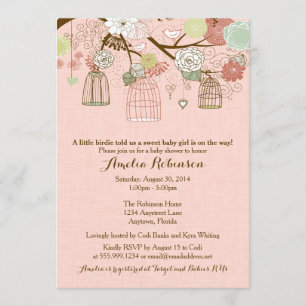 Baby Shower Invitation - Hanging Cages & Jars Pink
