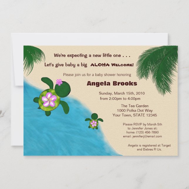 Baby Shower Invitation (Honu) Adorable Turtle (Front)