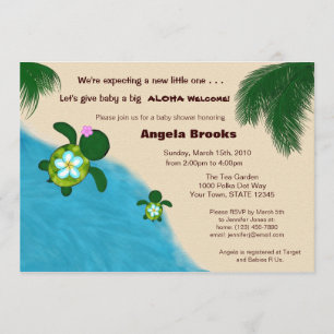 Baby Shower Invitation (Honu) Adorable Turtle BLUE