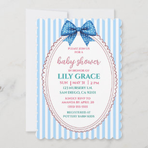 Baby Shower Invitation I Preppy Pastel Bow