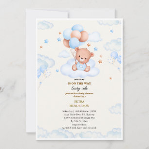 Baby shower invitation in the shape of a blue 