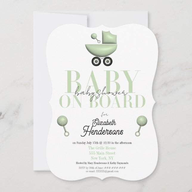 Baby Shower Invitation Invite Shower Baby Card (Front)