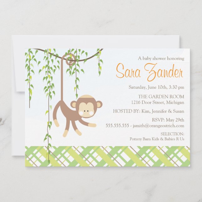 Baby Shower Invitation - Monkey (Front)