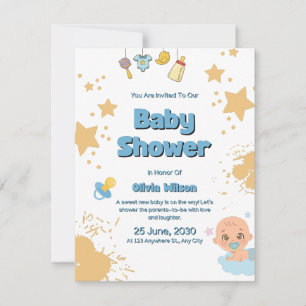 Baby Shower Invitation Neutral Beige Modern Style