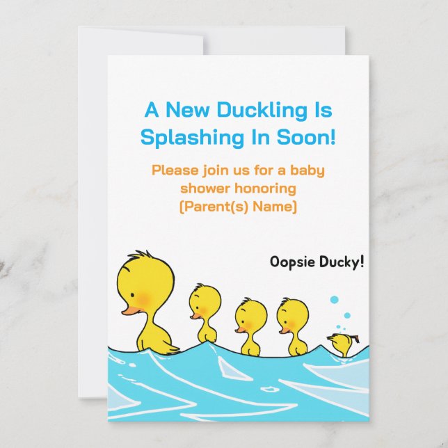 Baby Shower Invitation – Oopsie Ducky (Front)