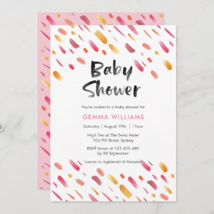 Baby Shower invitation   Pink abstract paint