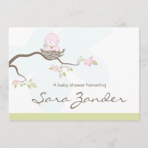 Baby Shower Invitation - Pink Baby Bird