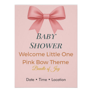 Baby Shower Invitation | Pink Bow | Bundle of Joy Poster