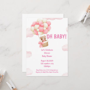 baby shower invitation pink for girls