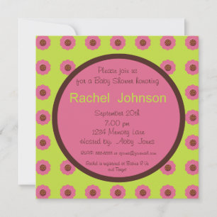 Baby Shower Invitation - Pink, Green, Brown