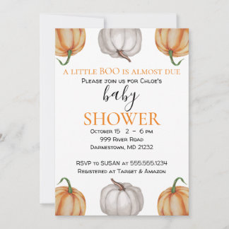 Baby Shower Invitation, Pumpkin, Fall, Boy or Girl Invitation