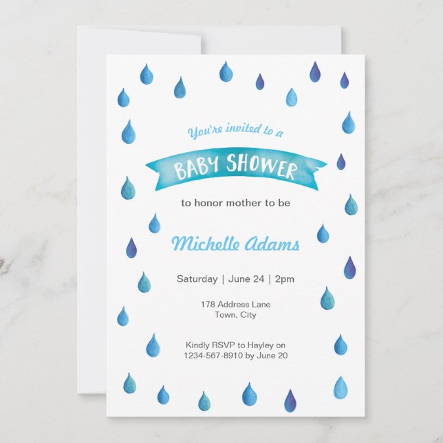 Baby Shower Invitation Raindrops (Front)