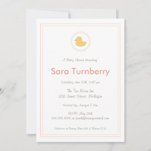 Baby Shower Invitation - Rubber Ducky (Front)