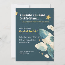 Baby Shower Invitation Stars and Space Theme