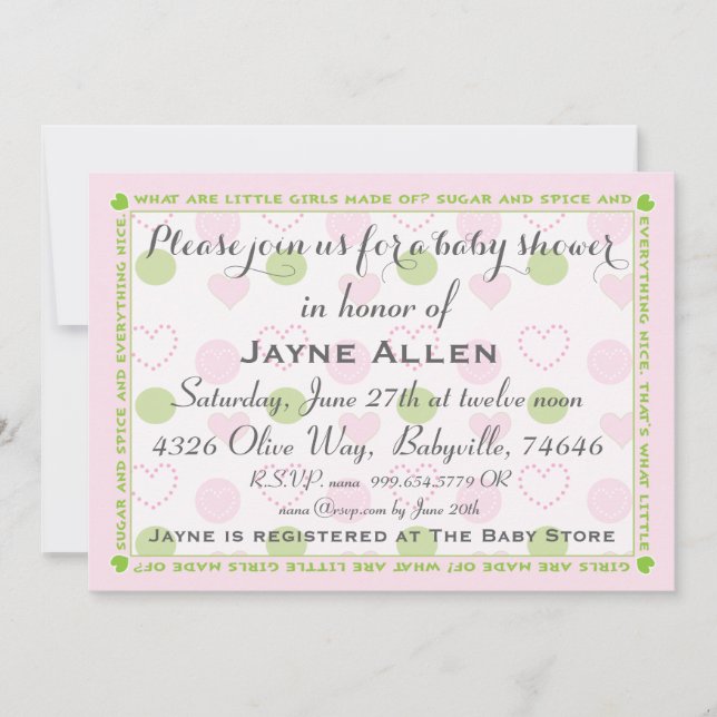 Baby Shower Invitation "Sugar and Spice" (Front)