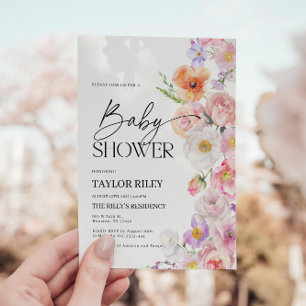 Baby Shower Invitation   Summer Floral Invitation