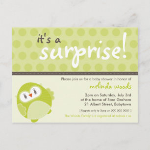 BABY SHOWER INVITATION :: surprise owl 2 Postcard