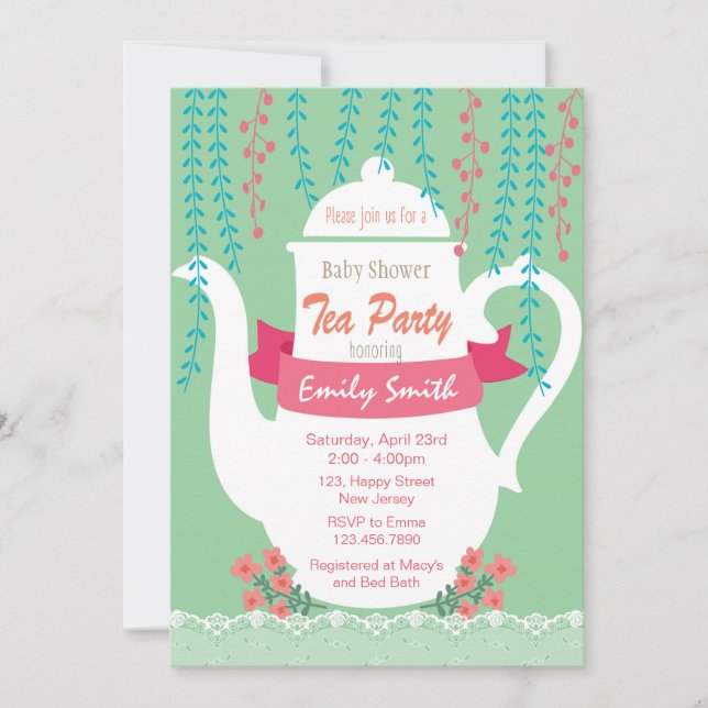 Baby Shower Invitation. Tea Party Invitation (Front)