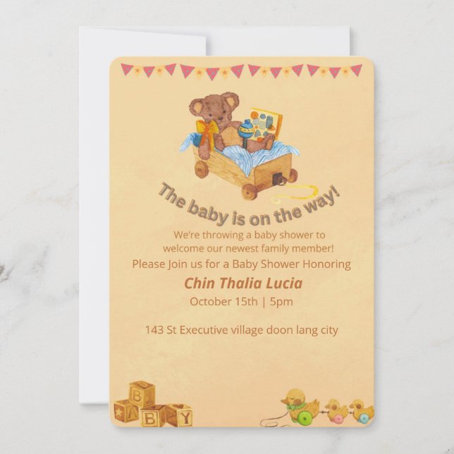 Baby Shower Invitation Teddy bear (Front)