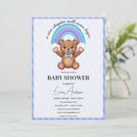 Baby Shower Invitation Teddy Bear Rainbow Cute Neu