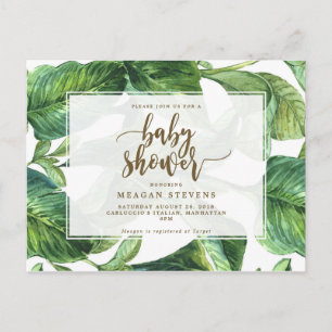 Baby Shower invitation tropical palm leaves Postcard